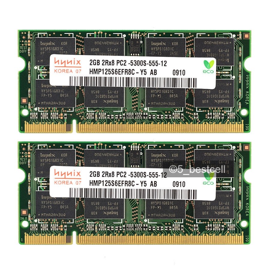 Hynix 4 GB 2x 2 GB PC2-5300 DDR2-667 667Mhz 200pin PC5300 Laptop So-dimm Memory