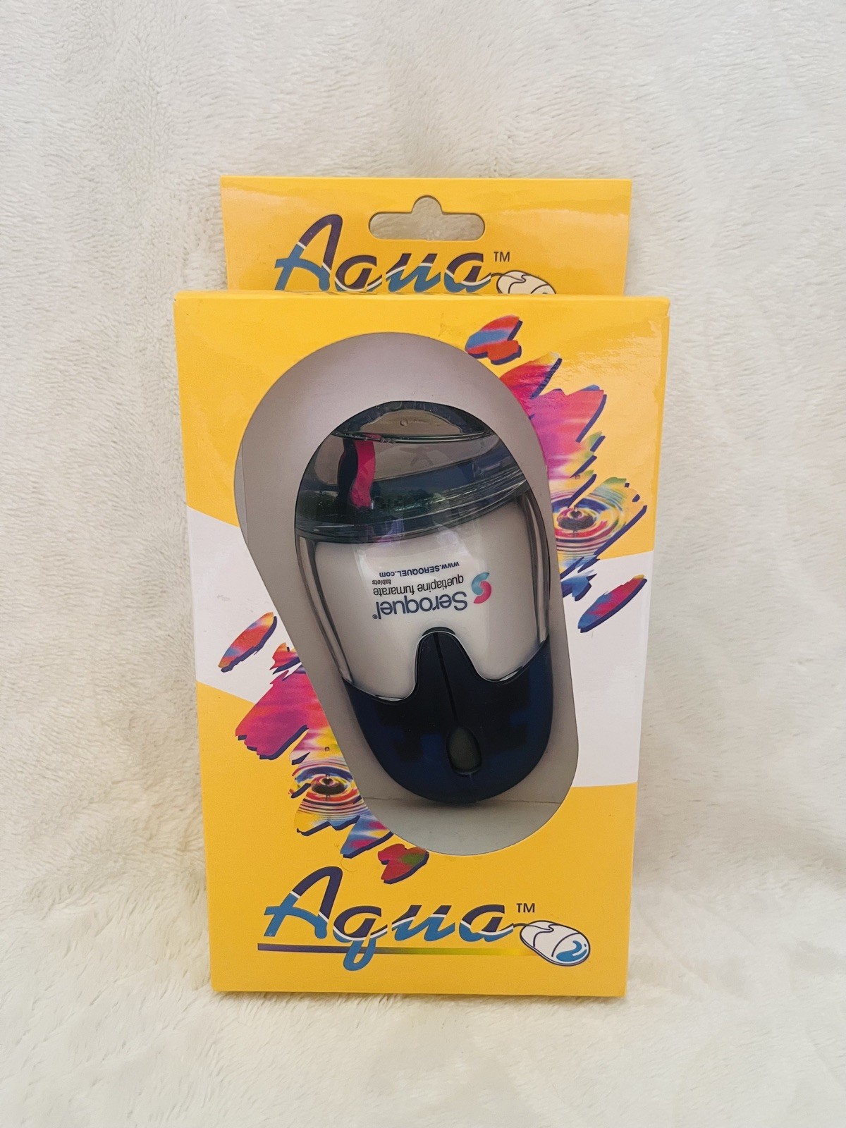 Vintage Seroquel Aqua Computer Mouse PS2  Rollerball Liquid Filled Drug Promo