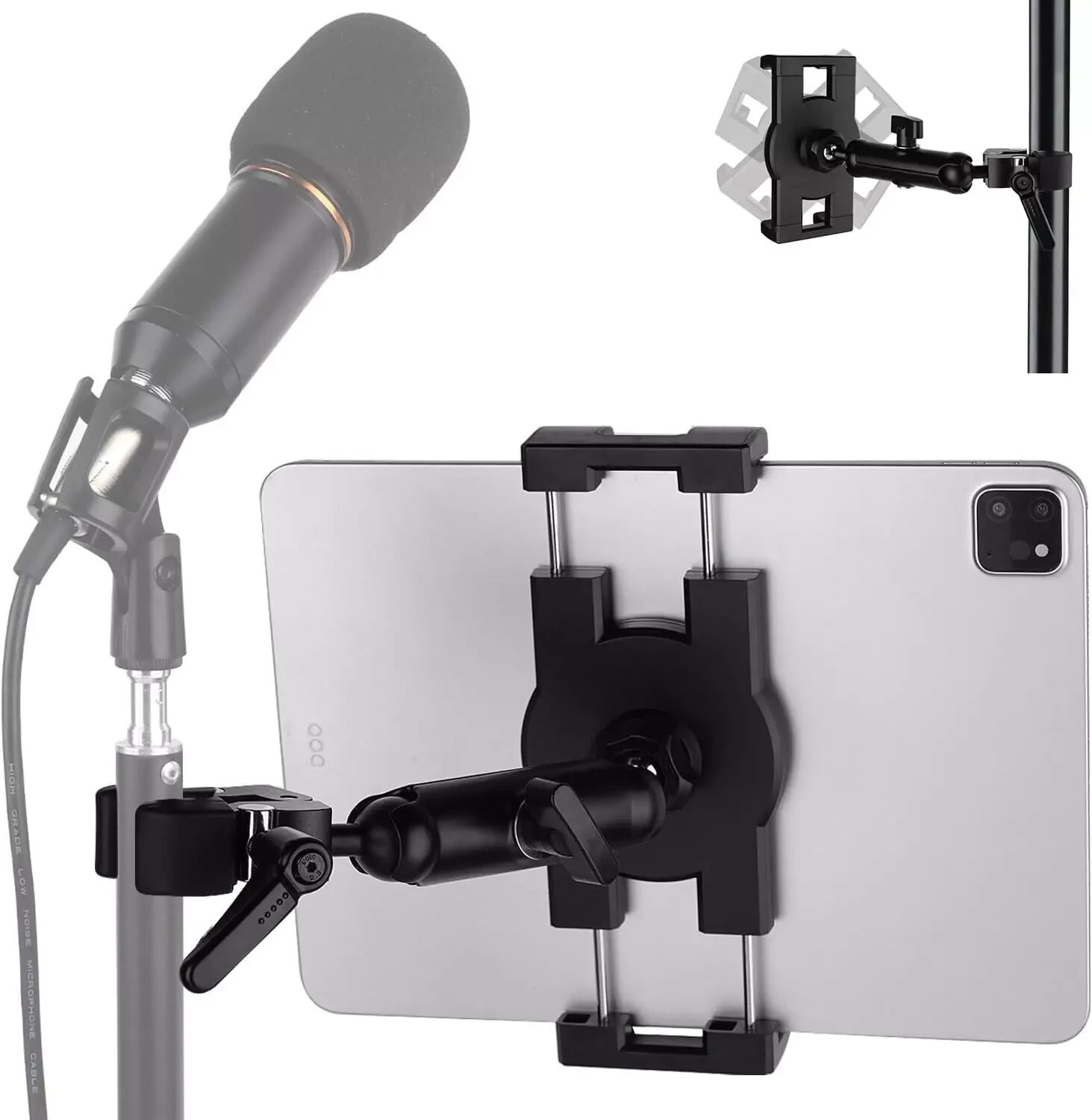 Tablet/iPad Mount Holder for Microphone Stand,Mic Music Stand Tablet Black