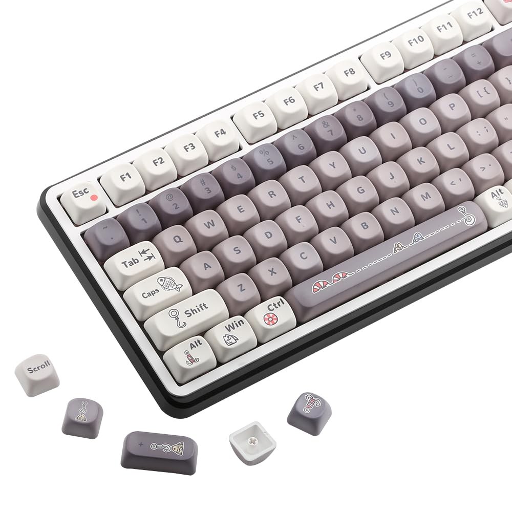 134 PCS PBT Keycaps Smart Fish Theme MOA Profile Mechanical Keyboard