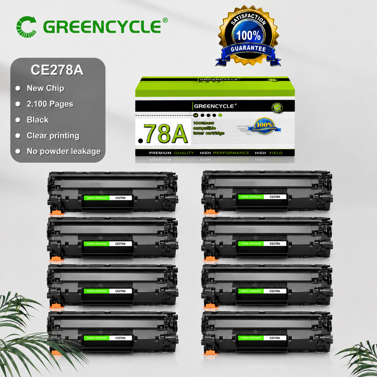 8PK Compatible CE285A Toner For HP 85A LaserJet Pro P1538 P1600 P1600dn P1600D