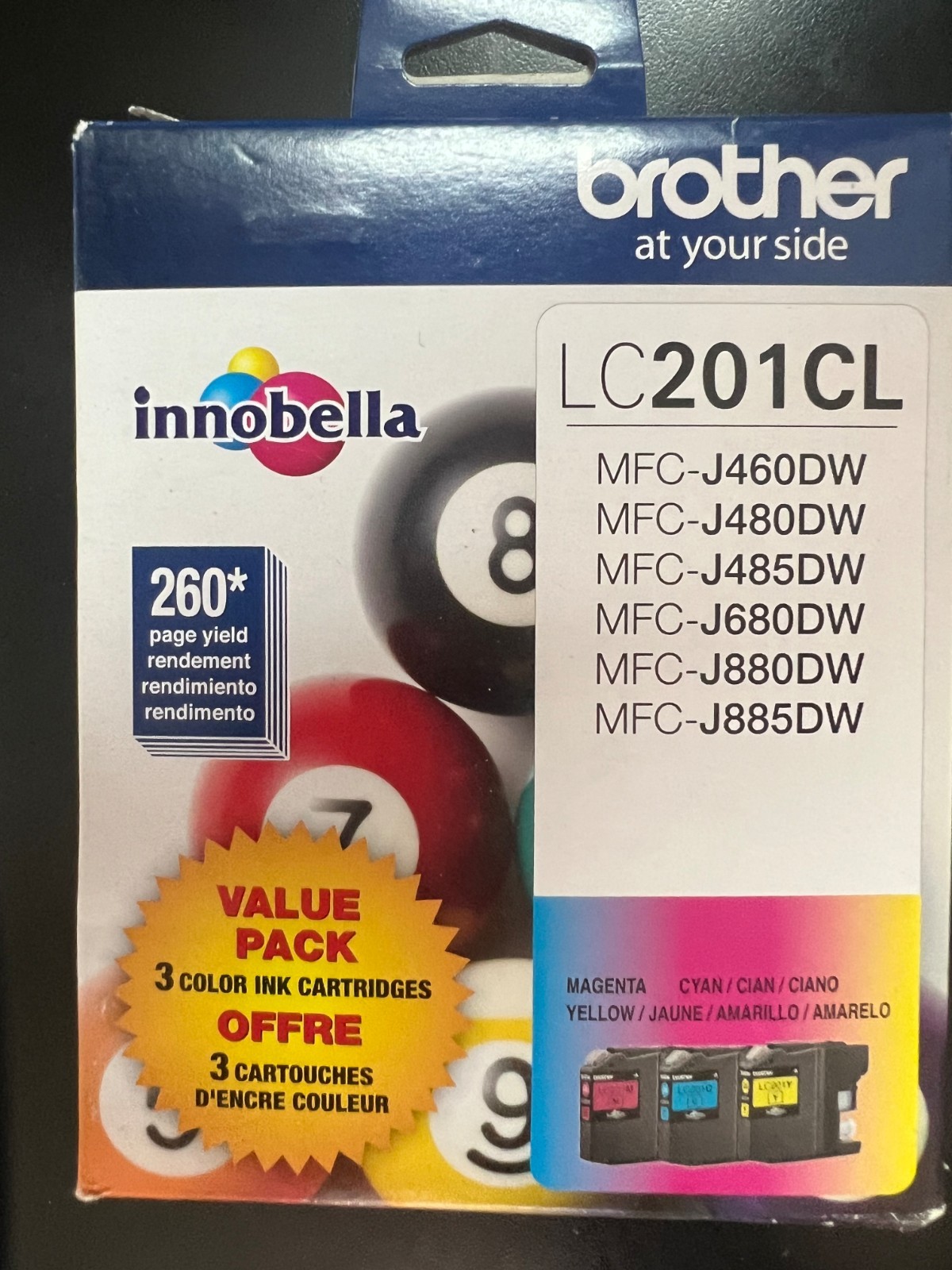 Genuine Brother LC2013PKS LC201CL CYAN MAGENTA YELLOW INK NEW SEALED 1179/OB