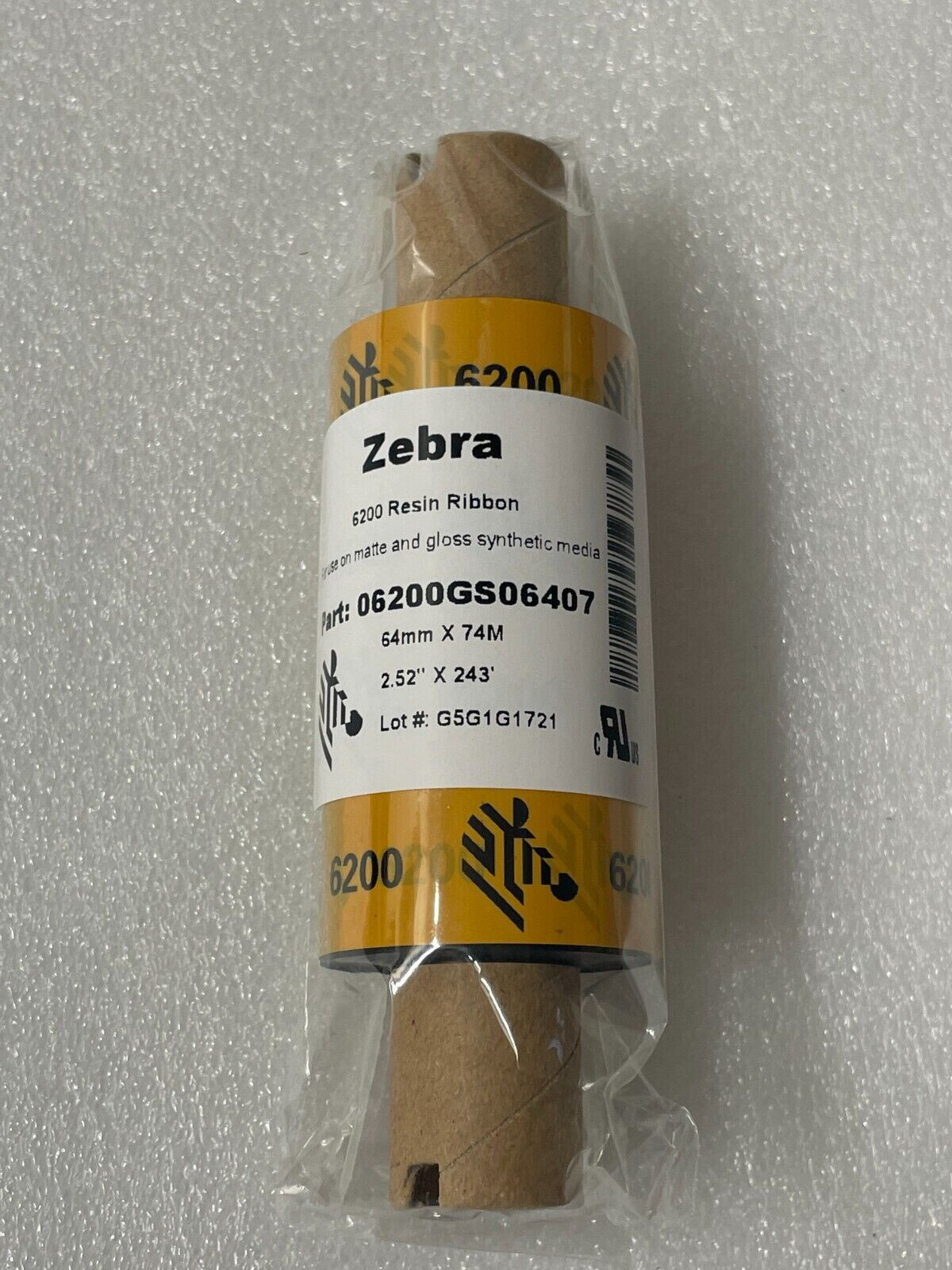 New Genuine Sealed Zebra 6200 Standard Desktop Resin Ribbon Roll (48 available)
