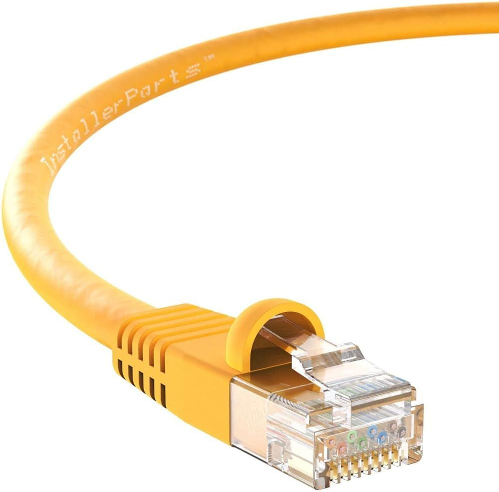 100FT CAT6 UTP Booted Cable - Yellow - 5 Pack, 10Gbps