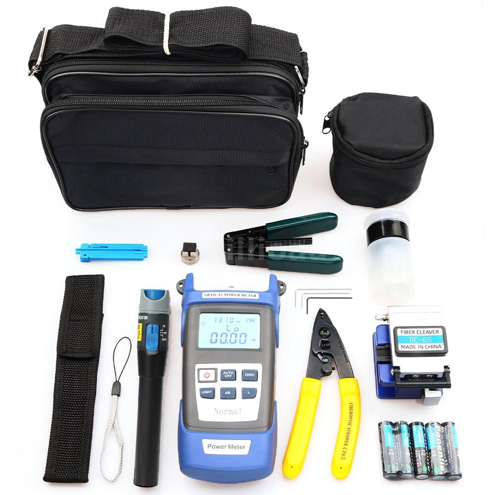 9 In 1 Fiber Optic FTTH Tool Kit with FC-6S Fiber Cleaver & Power Visible Meter 