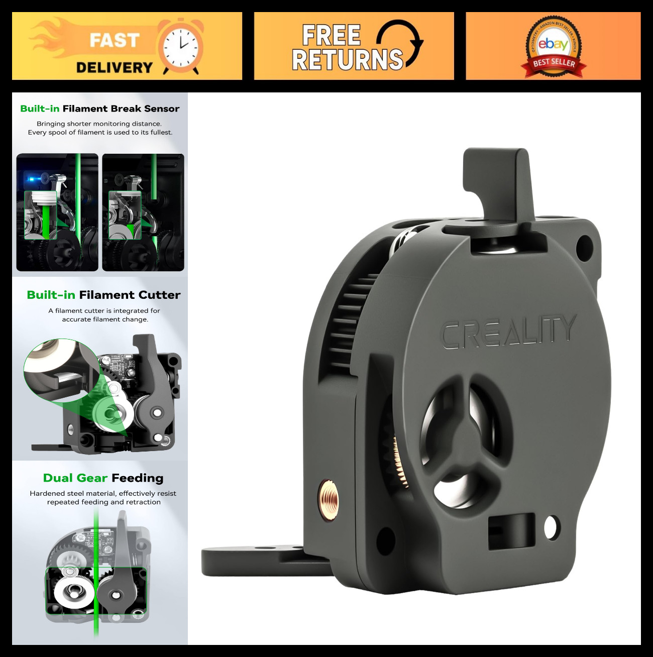 K1 Series Extruder Upgrade Kit with Filament Break Sensor & Cutter, Dual Gears 8