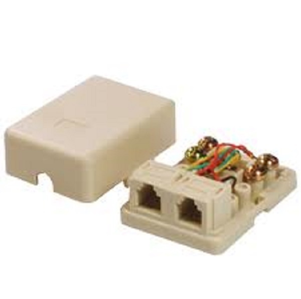 Steren 300-146IV Telephone Surface Jack Dual Modular Ivory RJ11