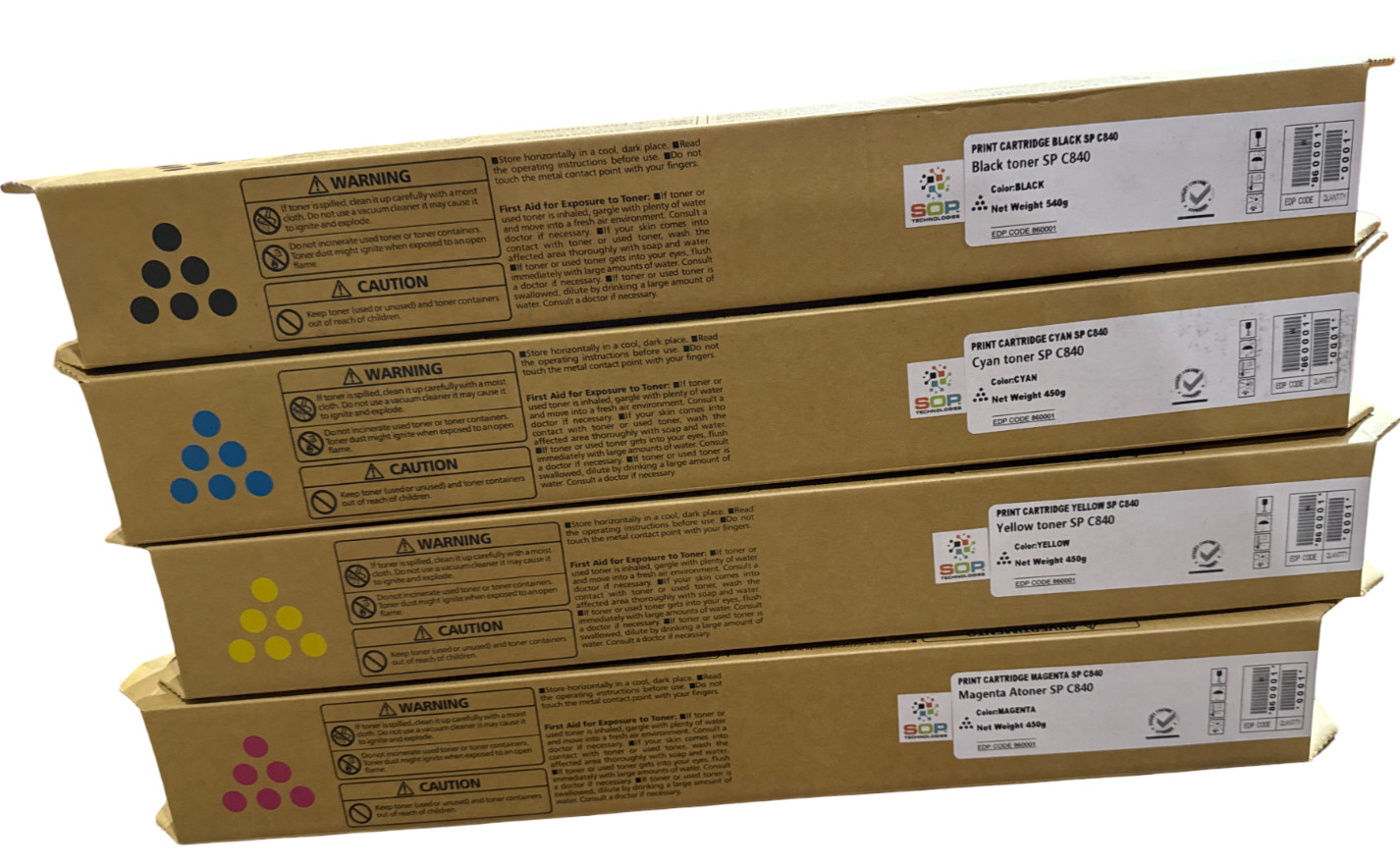 Japan Replacement Toner for Ricoh SP C840 842 Cyan, Magenta, Yellow, Black