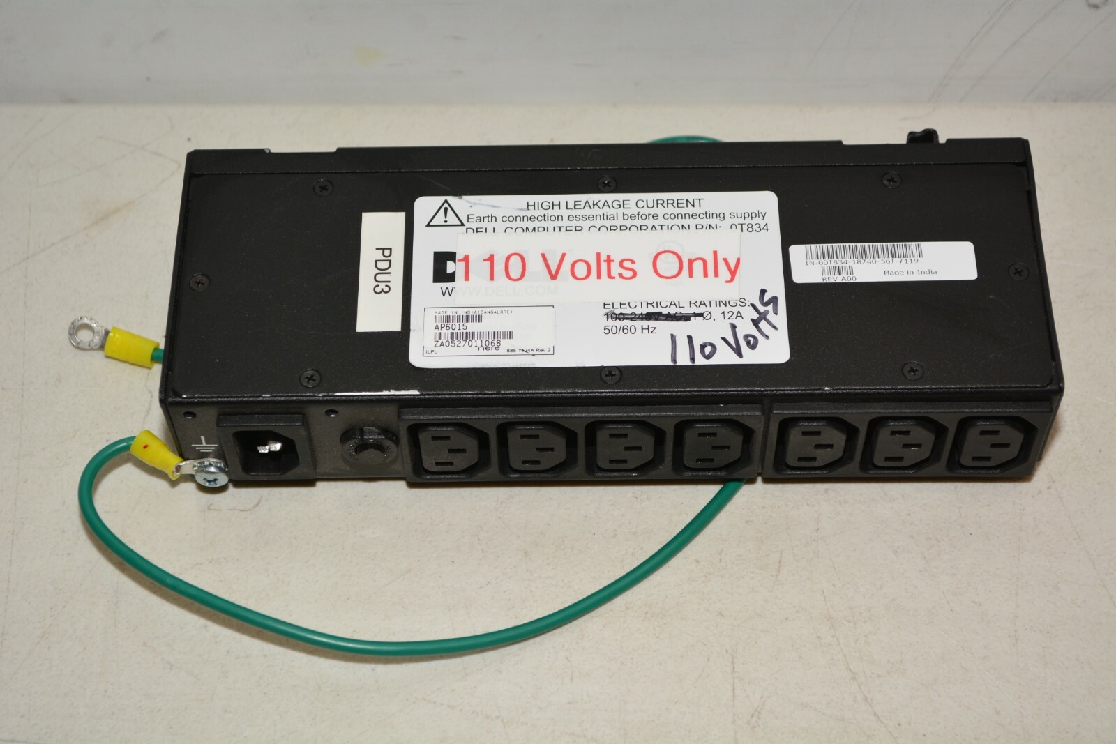 Dell 0T834 7-Outlet 120V-240V Power Distribution Unit PDU (Model: AP6015)