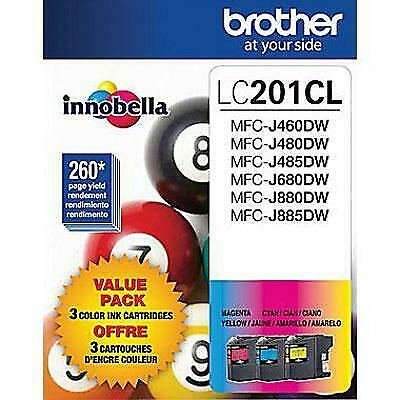 Brother LC201CL Cyan Magenta Yellow Color Ink Cartridges NIP Sealed New