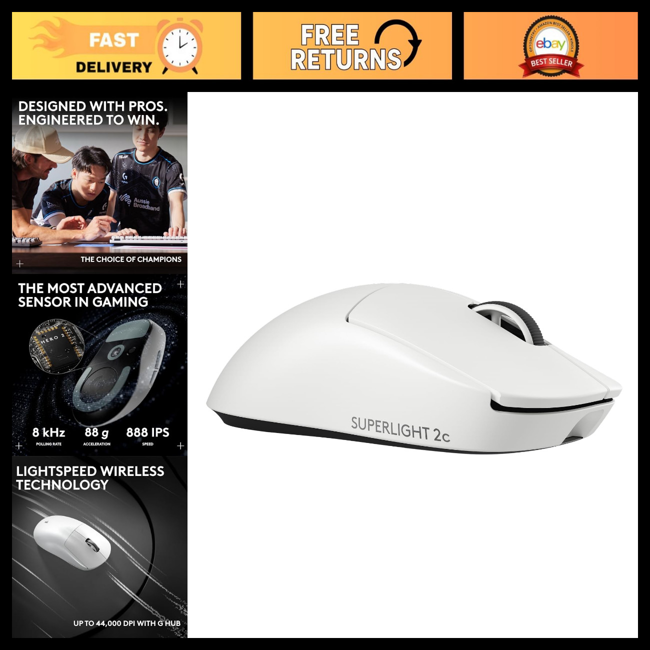 Lightweight Wireless Gaming Mouse 51g - Ultra-Fast, Compact Design, White