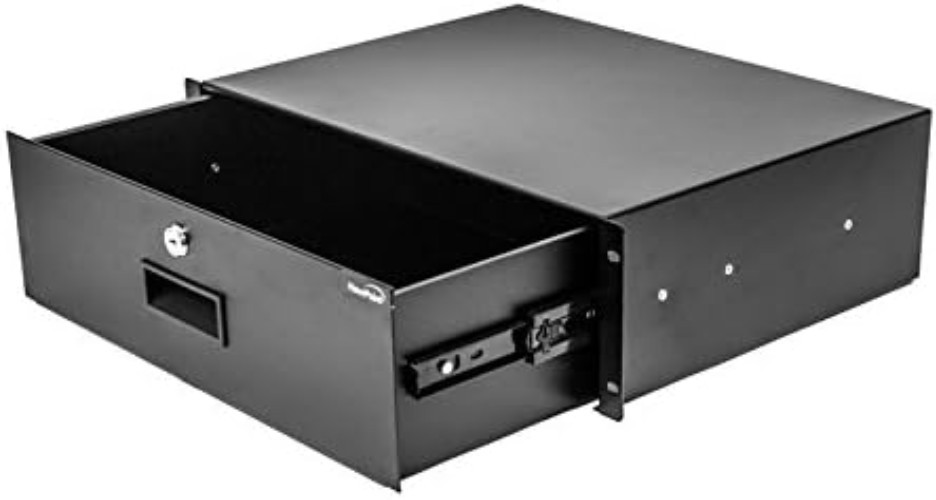 Secure 19" Rack Mount Server Case - 3U Locking Drawer With Key & Metal Enclosure