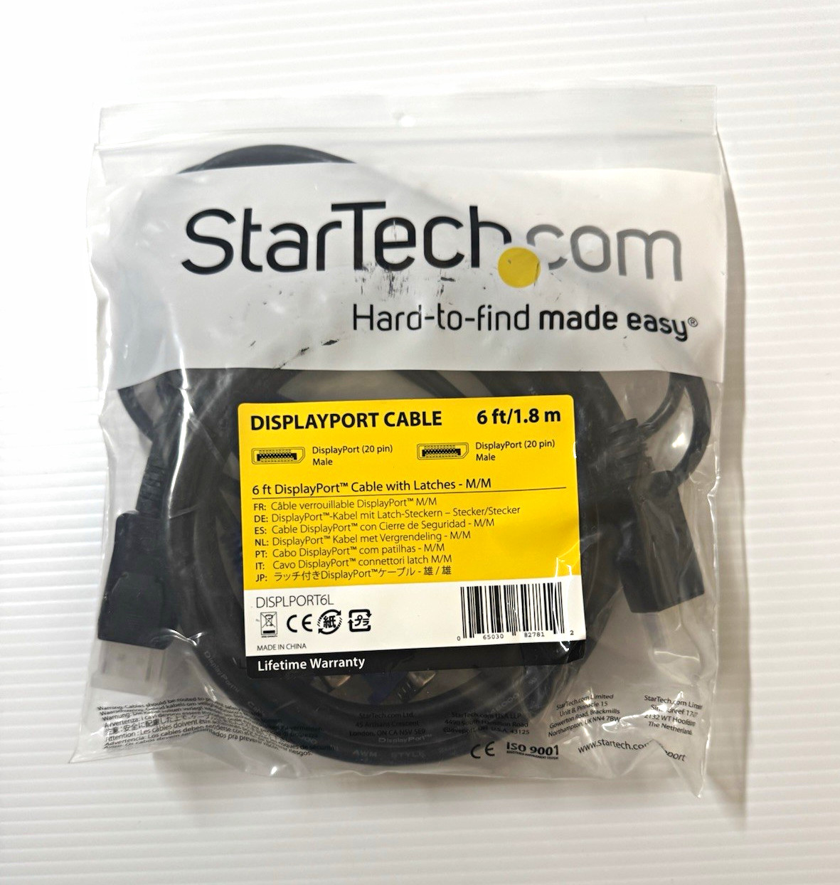 StarTech.com DISPLPORT6L DisplayPort Cable DP Male to Male 6 ft Black