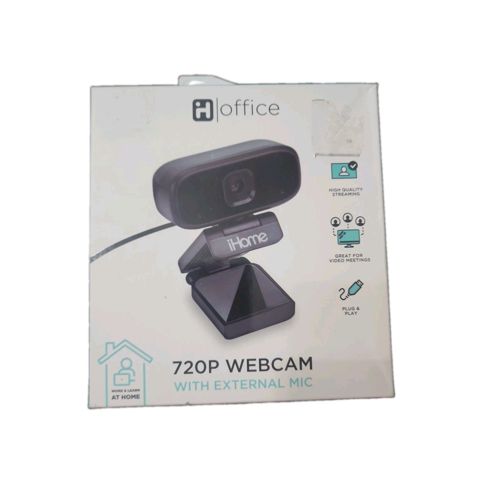 NEW iHome Office 720P USB Plug and Play Webcam with External Mic - Black