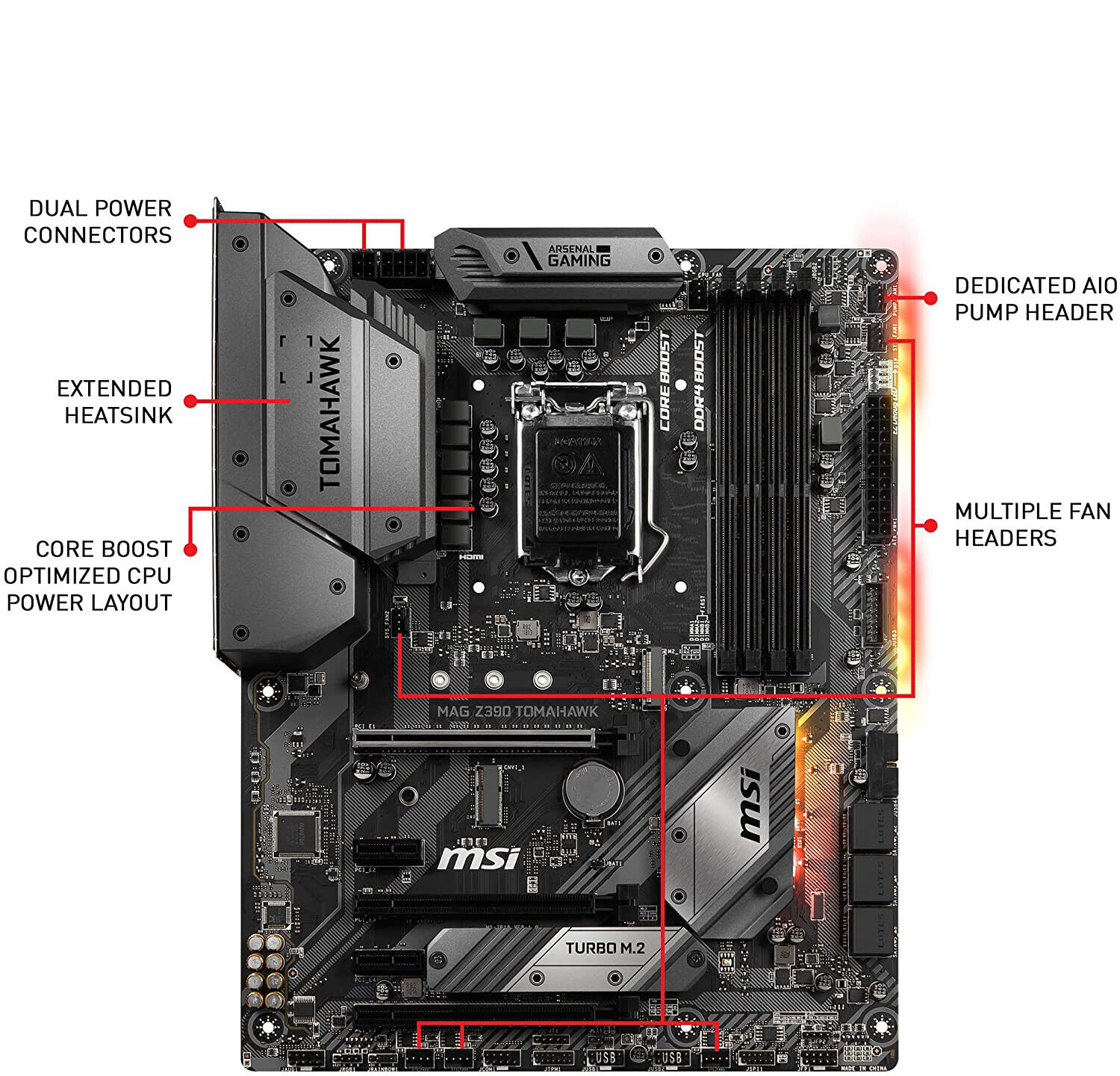 100% Tested FOR MSI MAG Z390 TOMAHAWK Motherboard Tomahawk missile M.2 USB3.1
