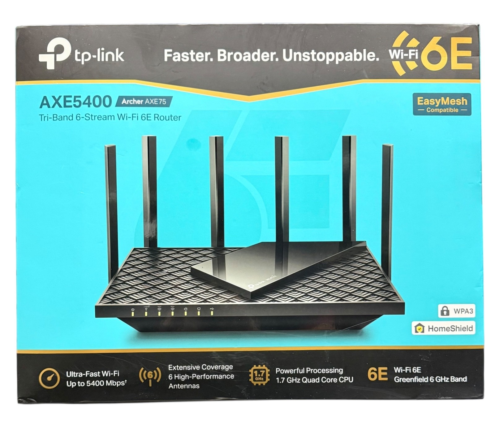 TP-Link Archer AXE75 AXE5400 Tri-Band Wi-Fi 6E Gigabit Router – New Open Box
