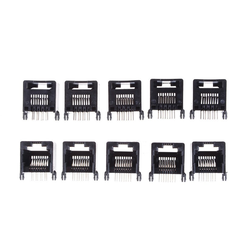 10Pcs Unshielded RJ11 RJ45 8P8C Network Modular PCB Connector Jacks S.t1S~gw