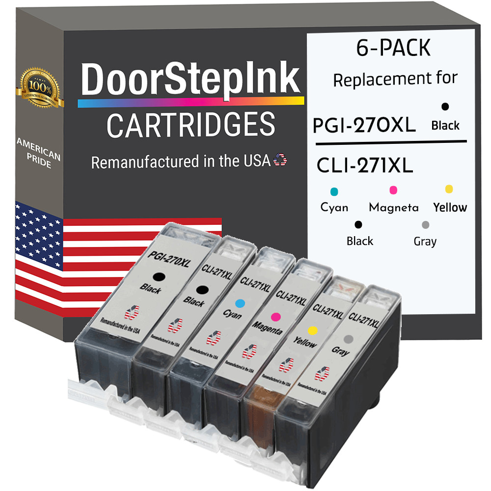 DoorStepInk Compatible Ink Cartridge for Canon PGI-270XL Black and Color 6Pk-USA