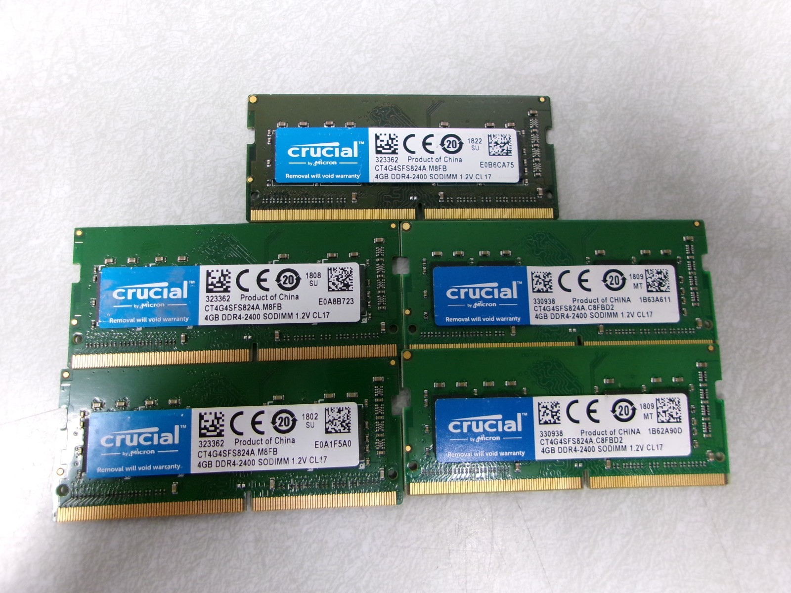 Crucial RAM 20GB (5X4GB) DDR4 2400MHz CL17 SODIMM CT4G4SFS824A.M8FB/FDB2 MIX