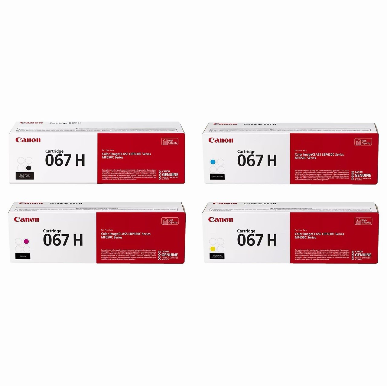 Canon 067H CMYK 4 Pack High Yield Toner Set OEM 5107C001 5106C001 New Sealed