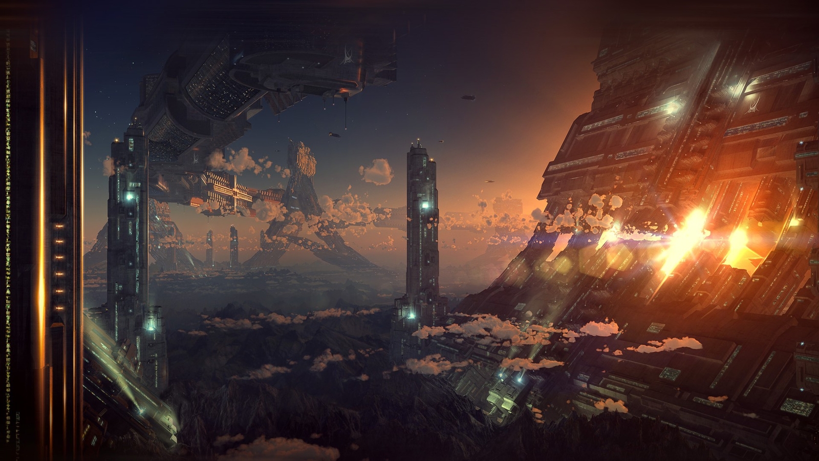 Landscape futuristic architecture science fiction city Custom Gaming Mat Desk