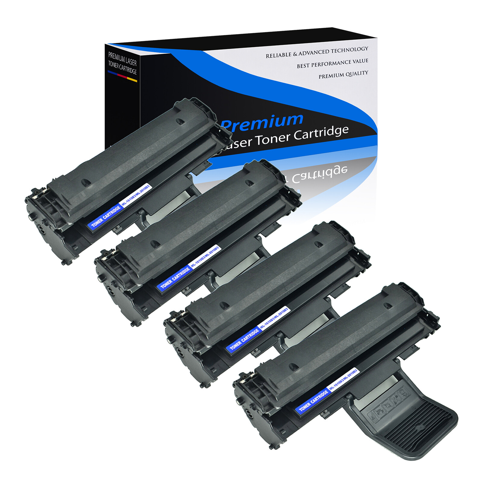 4PK Black ML1610 ML2010 Toner Cartridge for Samsung ML-2510 ML-2570 ML-2571N