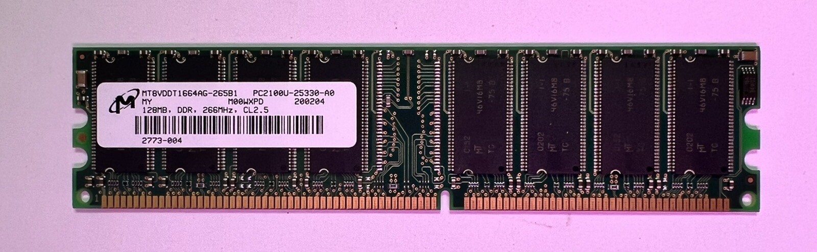 MT8VDDT1664AG-265B1 128MB DDR 266MHz CL2.5 Desktop Memory 