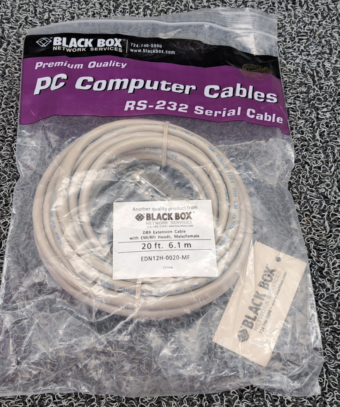 Black Box EDN12H-0020-MF. /  RS-232 Serial, DB9 Extension Cable