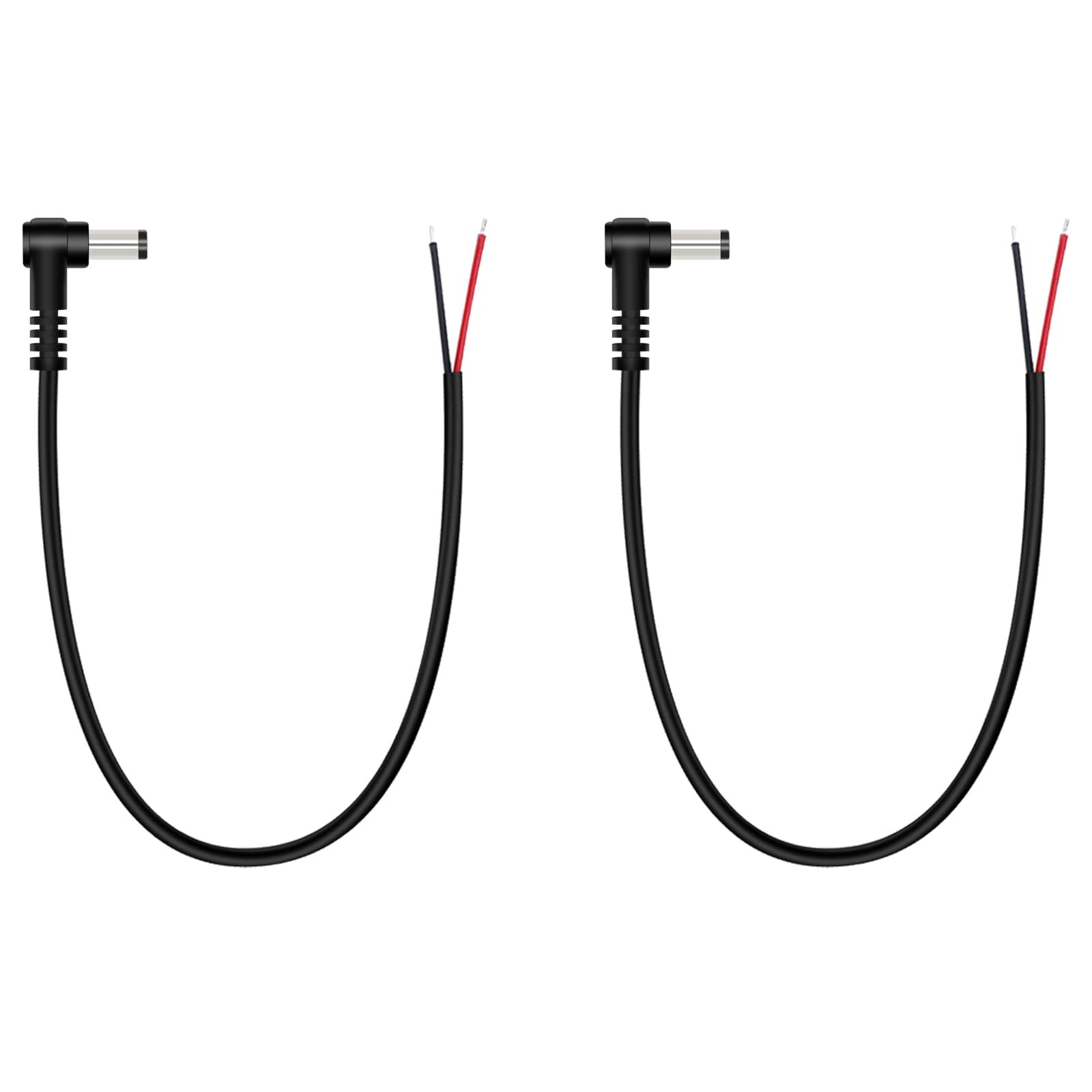 DC Power Pigtail Cable, 2Pack 5.5mm x 2.5mm 90 Degree Right Angle DC Barrel M...