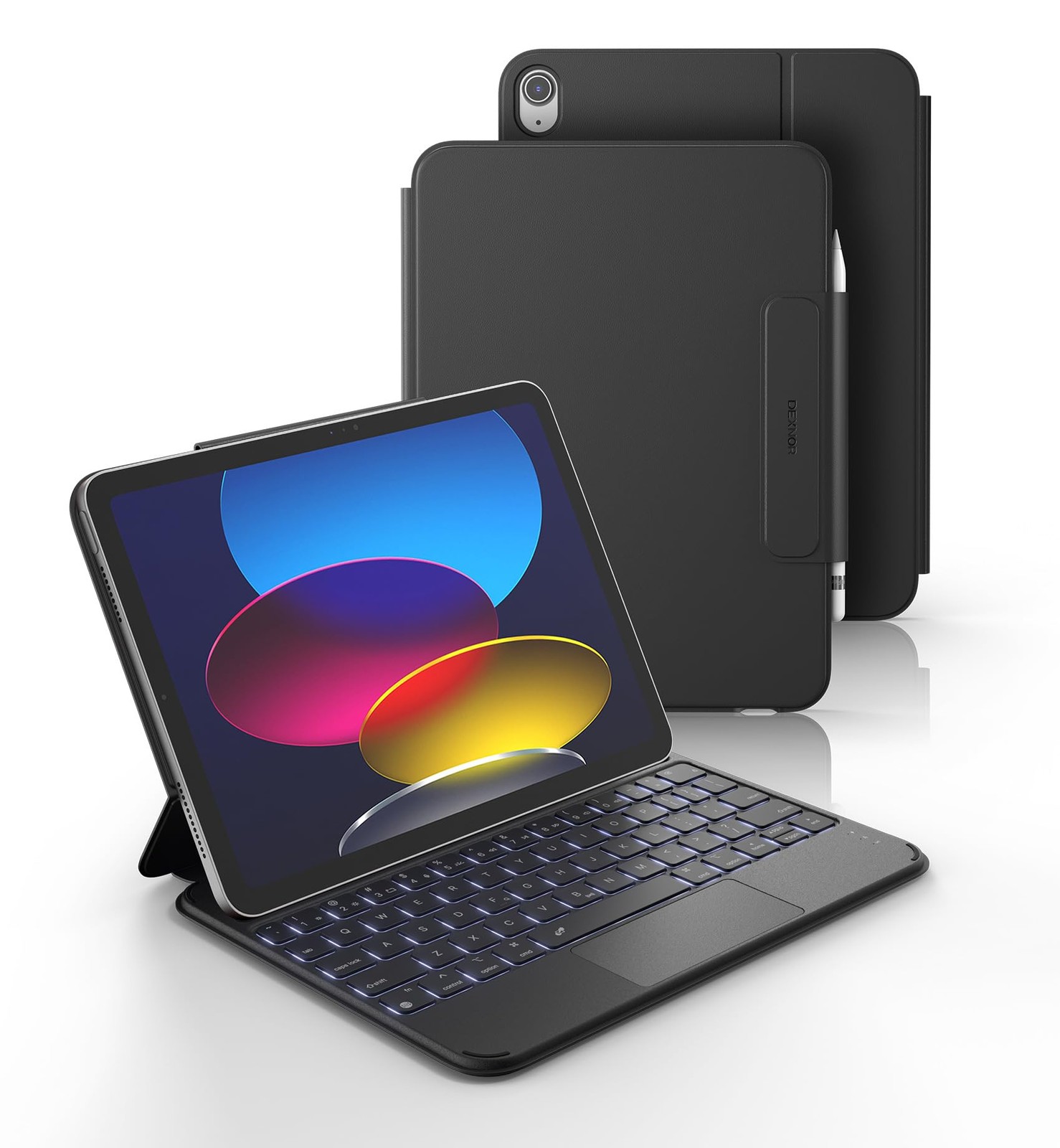 Dexnor iPad 11th 10th Gen Keyboard Case Ultra-Light Trackpad Magnetic Black
