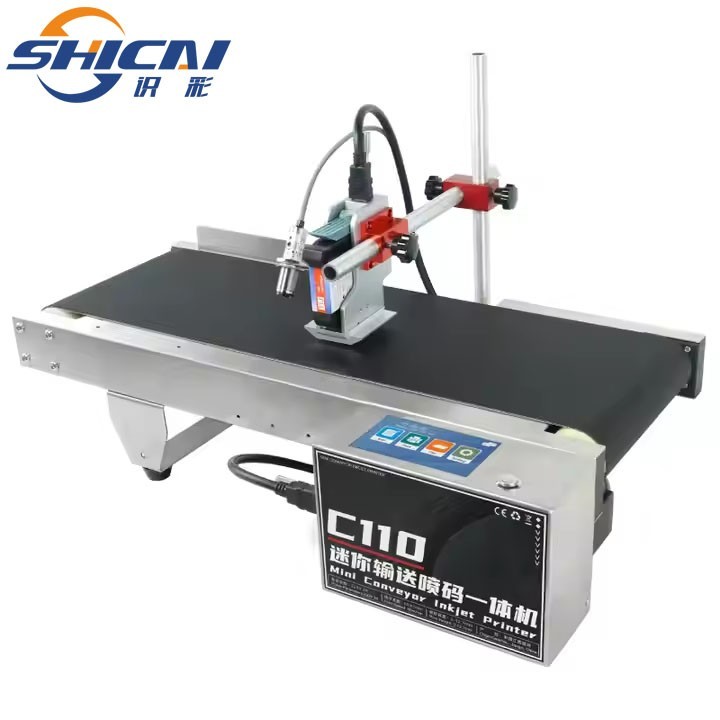 Mini online inkjet printer prints text, batch number, barcode, QR code, variable