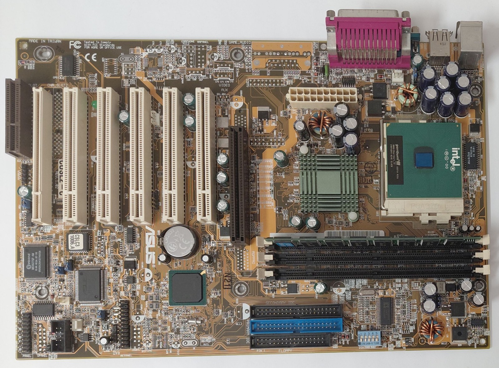 ASUS CUSL2-C Socket 370 AGP Retro Motherboard + Pentium III 1GHz + 256MB RAM