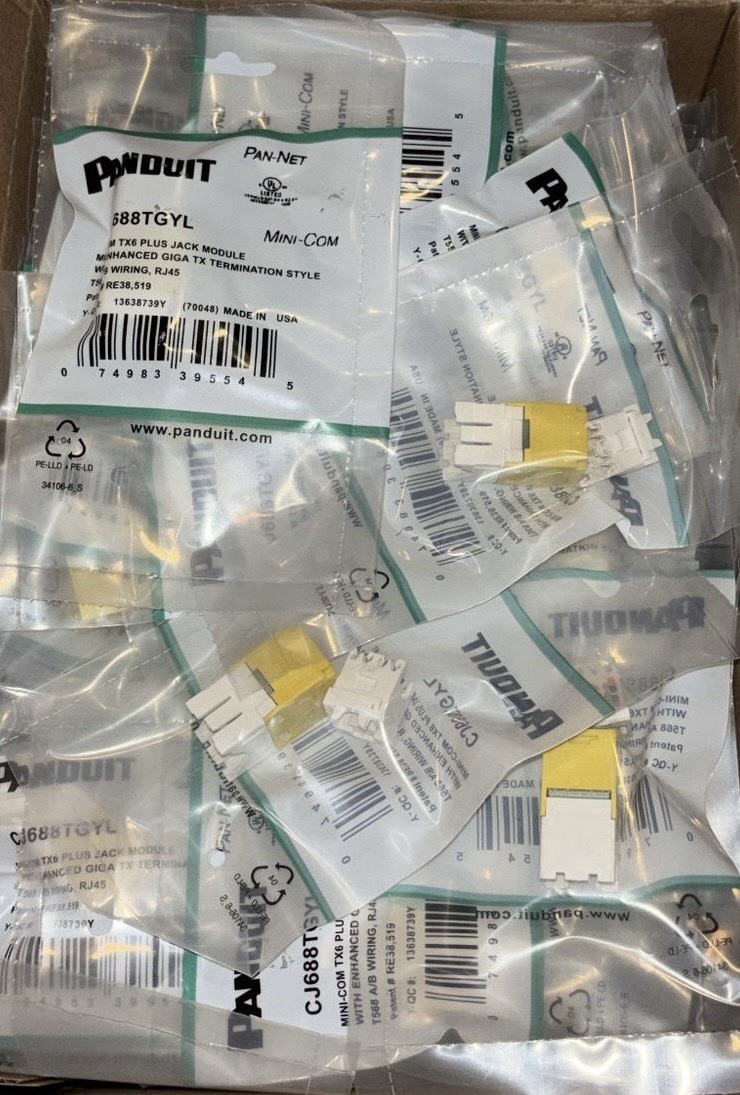 Panduit Mini-Com UTP RJ45 Cat 6 TG Jack Module - YELLOW 50UNIT 