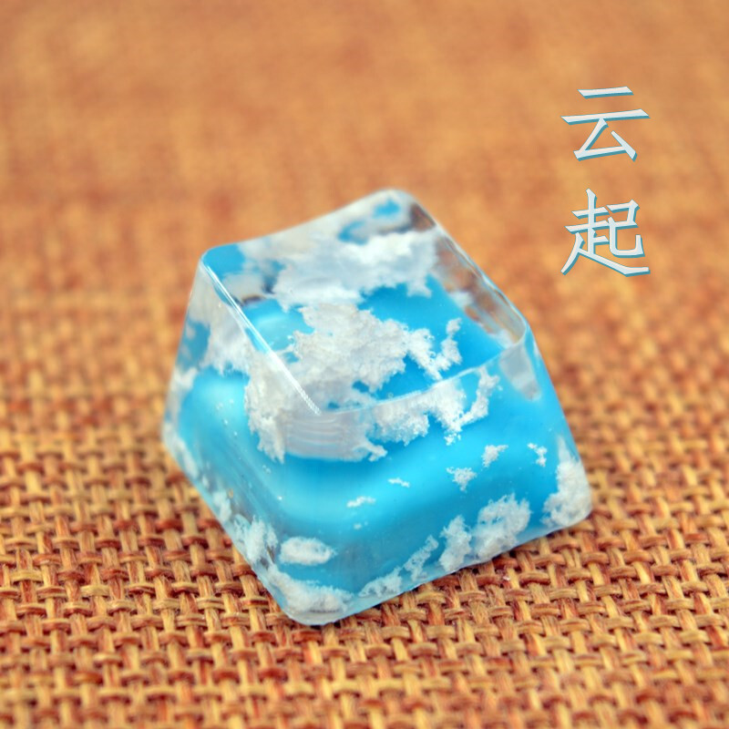 Blue Sky Keycap White Cloud Resin Keycap Handmade OEM R4 For Cherry MX Keyboard
