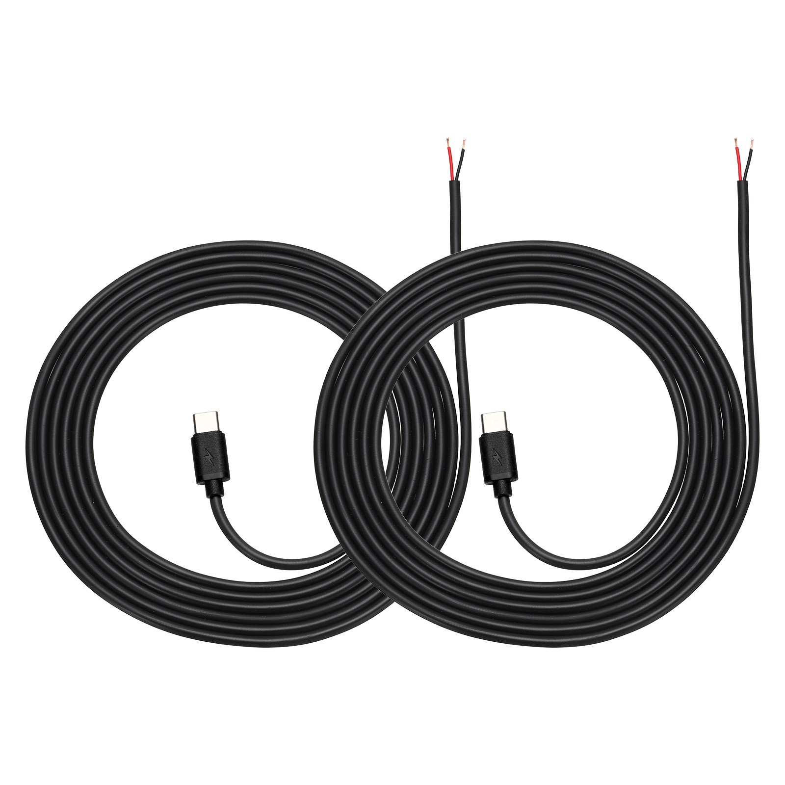 2Pcs 2m/6.56Ft USB C Pigtail Cable, 5V 2.4A Type C to 2 Pin Wires, Black