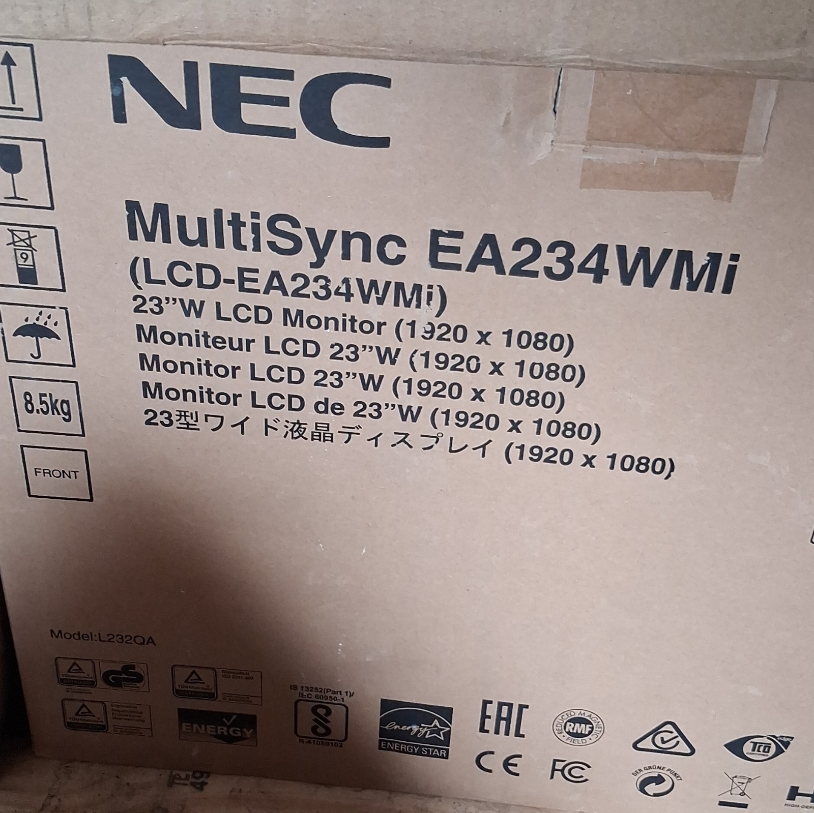 NEC MultiSync EA234WMi 23" LCD Monitor 1920x1080 HDMI 16:9 Black