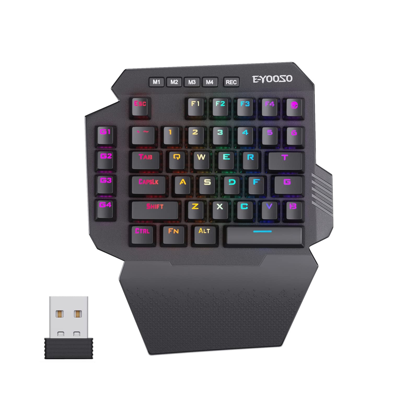 HUO JI One-Handed Mechanical Gaming Keyboard RGB Macro Red Switch USB-C 2.4G