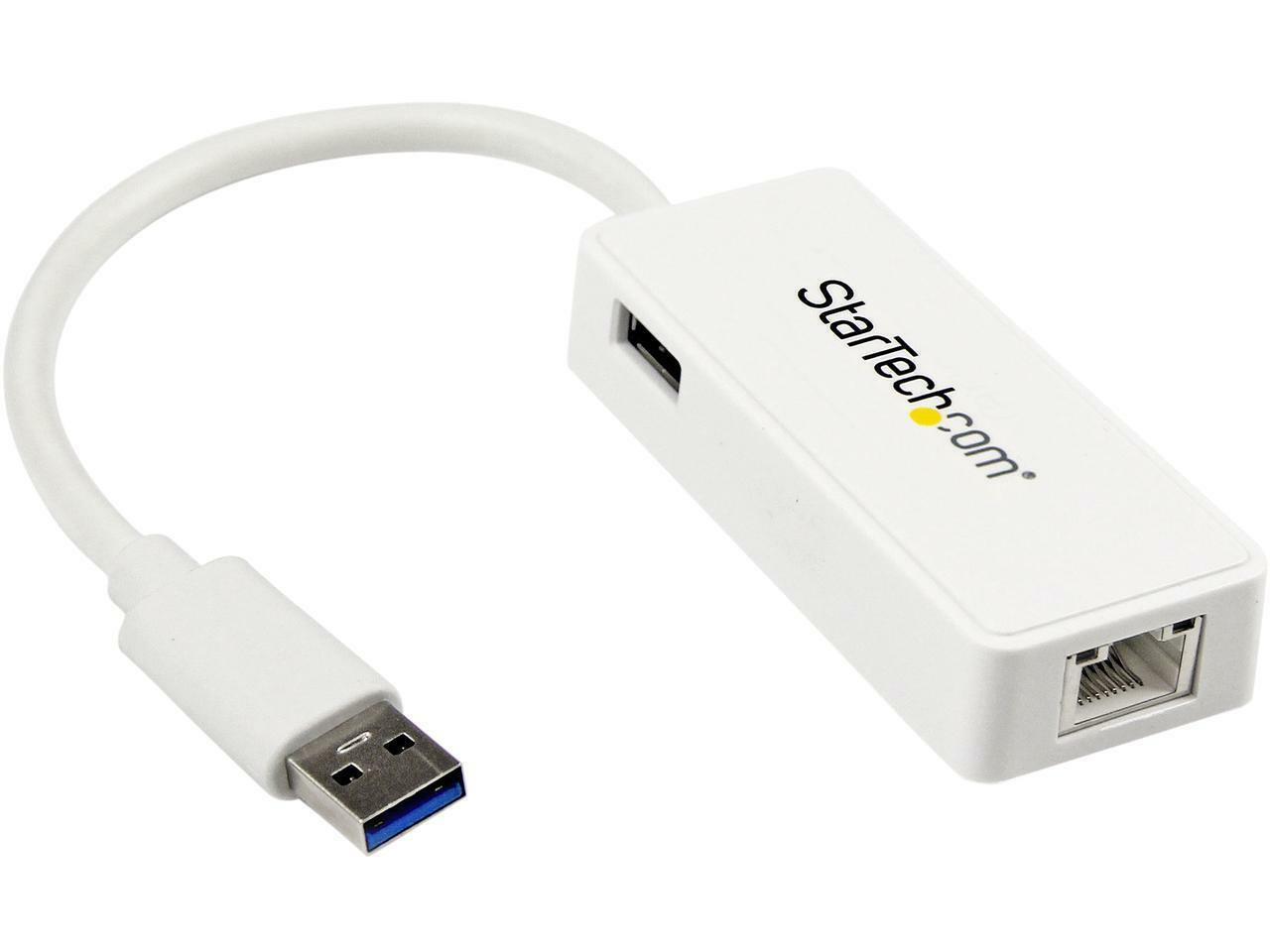 StarTech USB31000SPTW USB 3.0 to Gigabit Ethernet Adapter NIC w/ USB Port - Whit