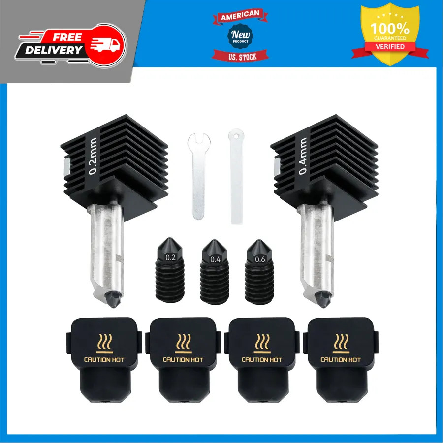 2 Pack Bambu Lab A1 A1 Mini Hotend Upgrade Kit with Hardened Nozzles and Socks