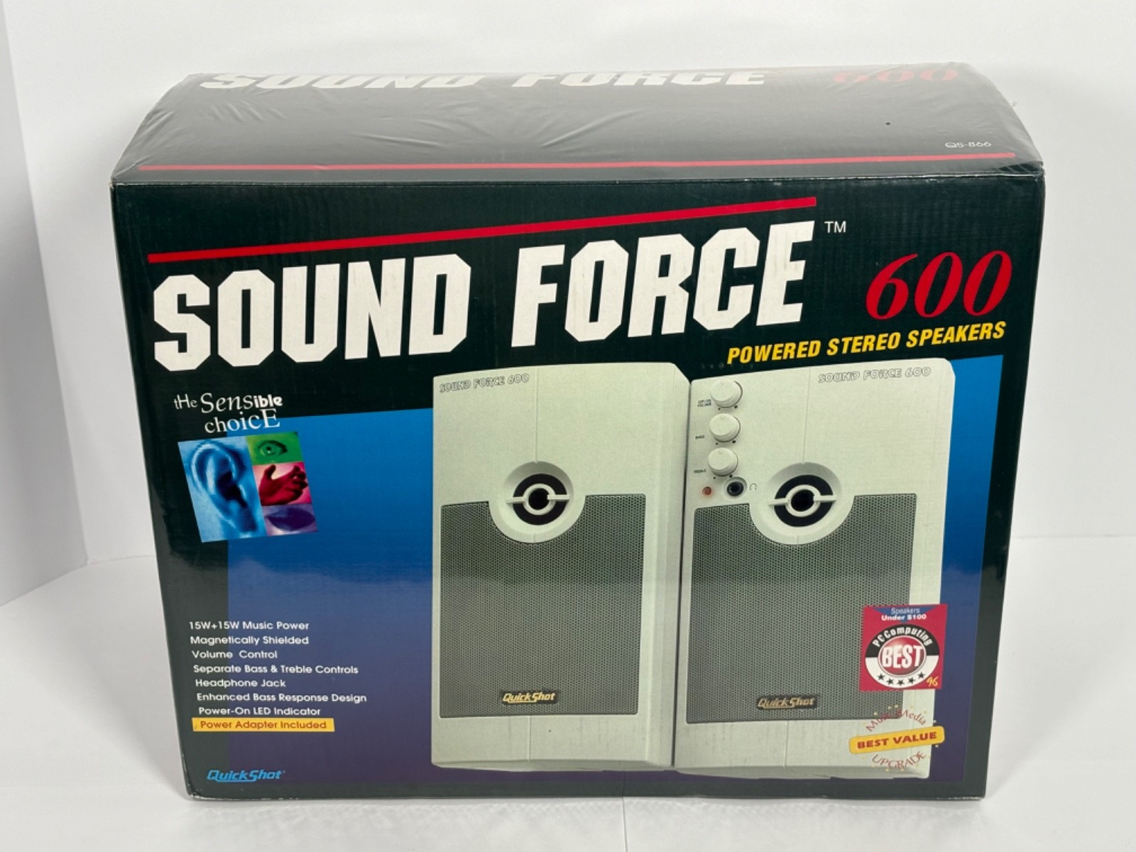 Sound Force 600 Powered Stereo Speakers BRAND NEW 1994 NOS Vintage