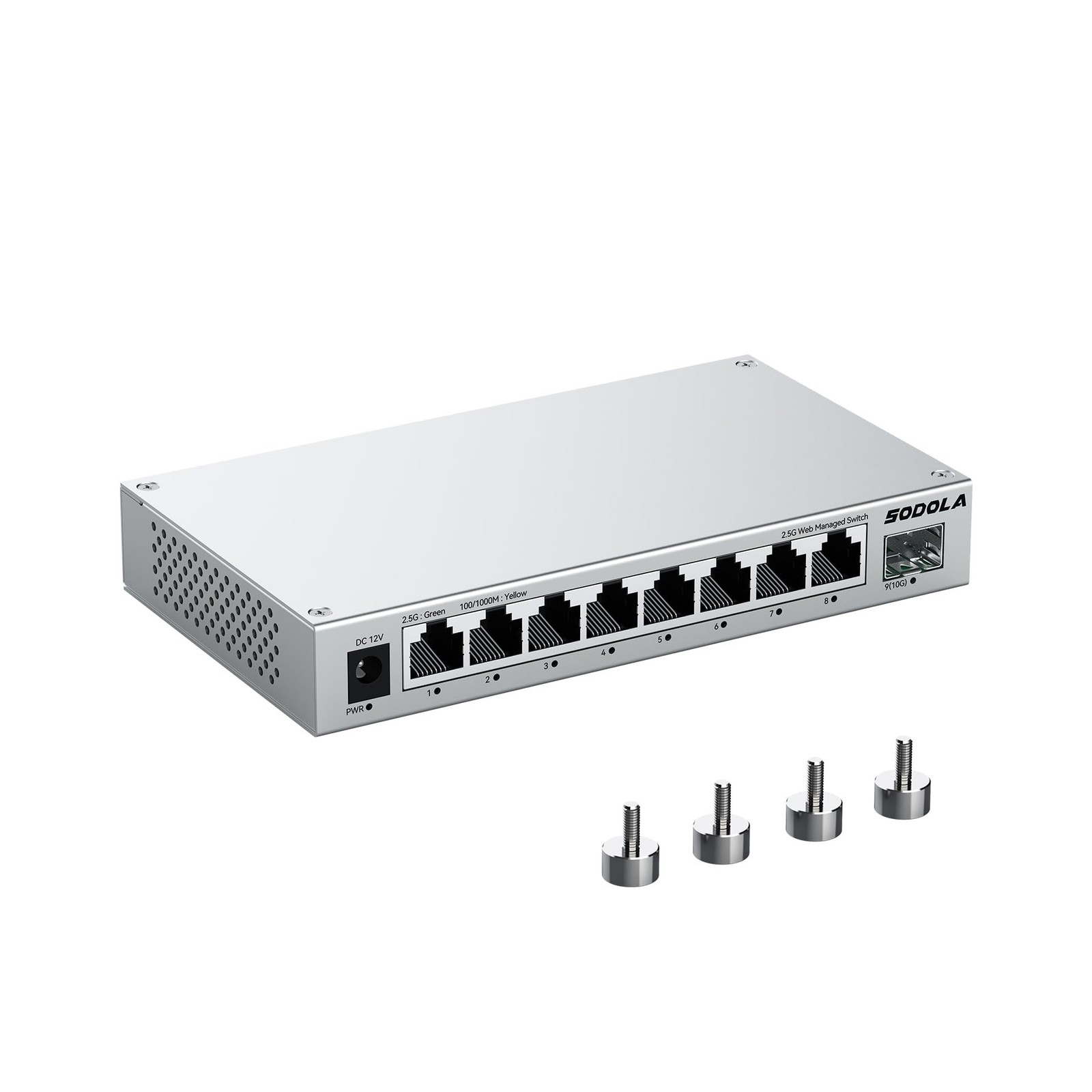 SODOLA 8-Port 2.5Gb Web Managed Switch with 10G SFP+, Aluminum Alloy Cooling ...
