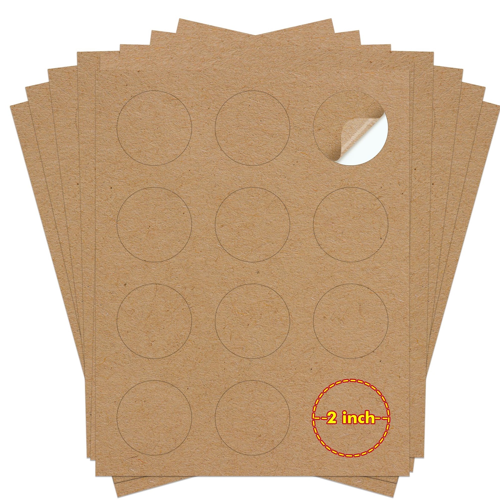 Koala Round Labels 2 Inch, Kraft Brown, 300 Pcs