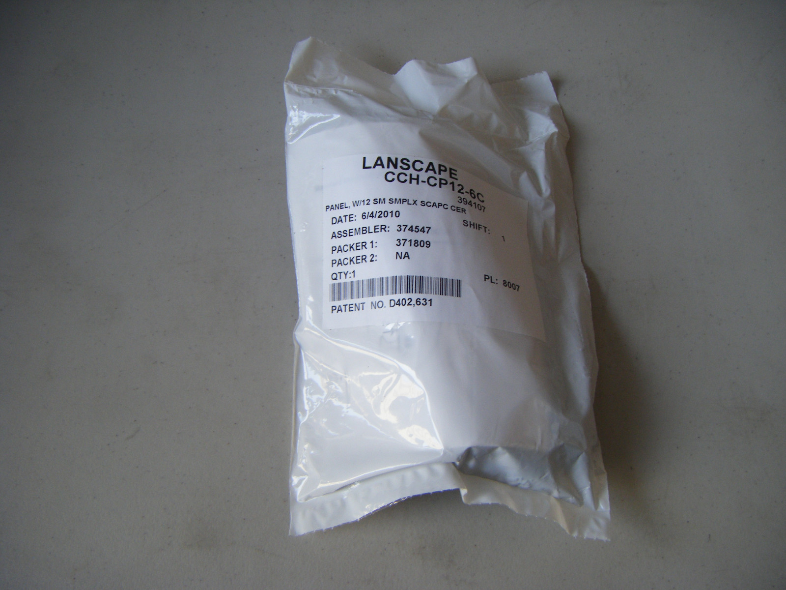 Corning LANSCAPE CCH-CP12-6C Panel, W/12 SM SIMPLEX SCAPC, CER 