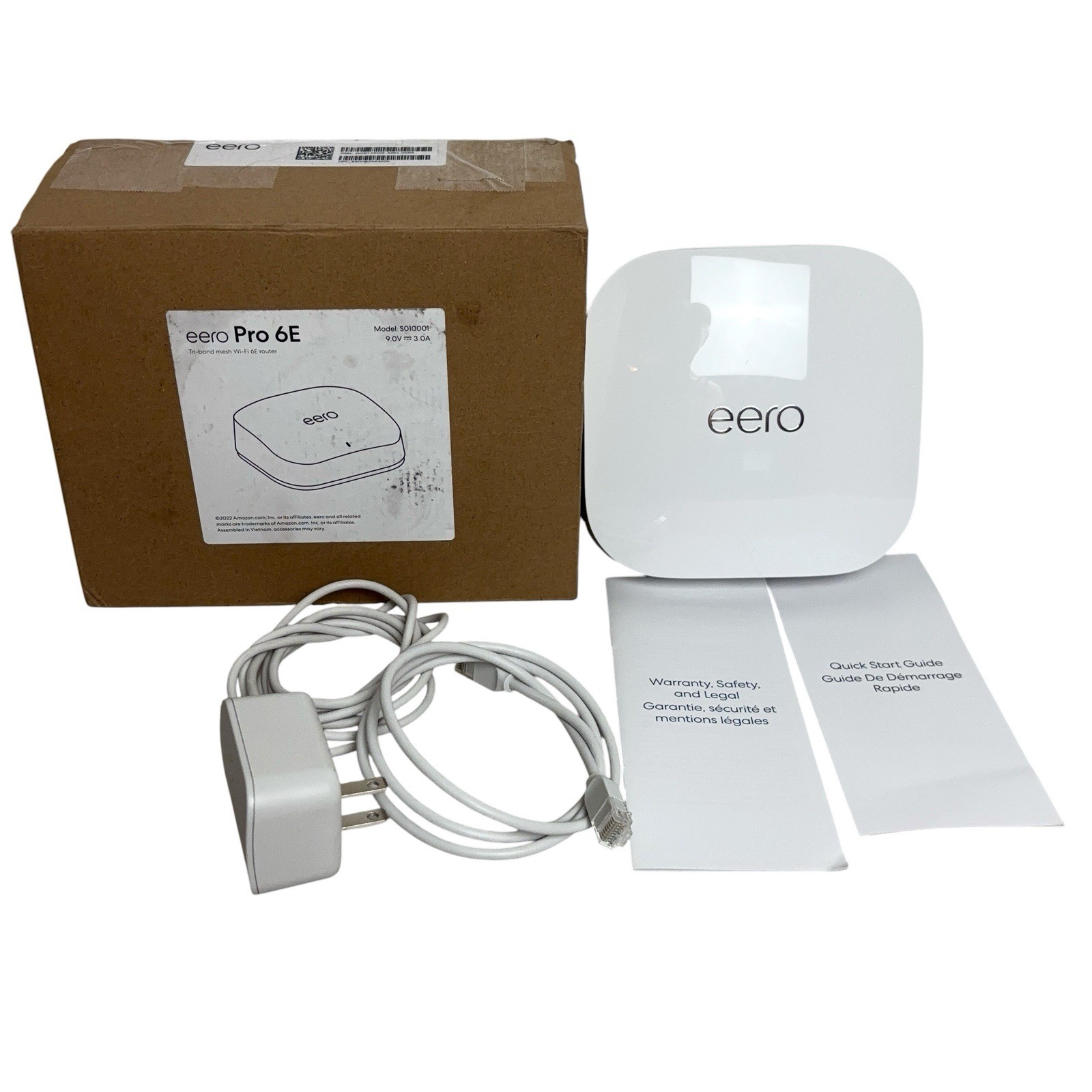 eero Pro 6E Wireless Tri-Band Mesh Wi‑Fi Router 1.6 Gbps w/ power Cord & cable