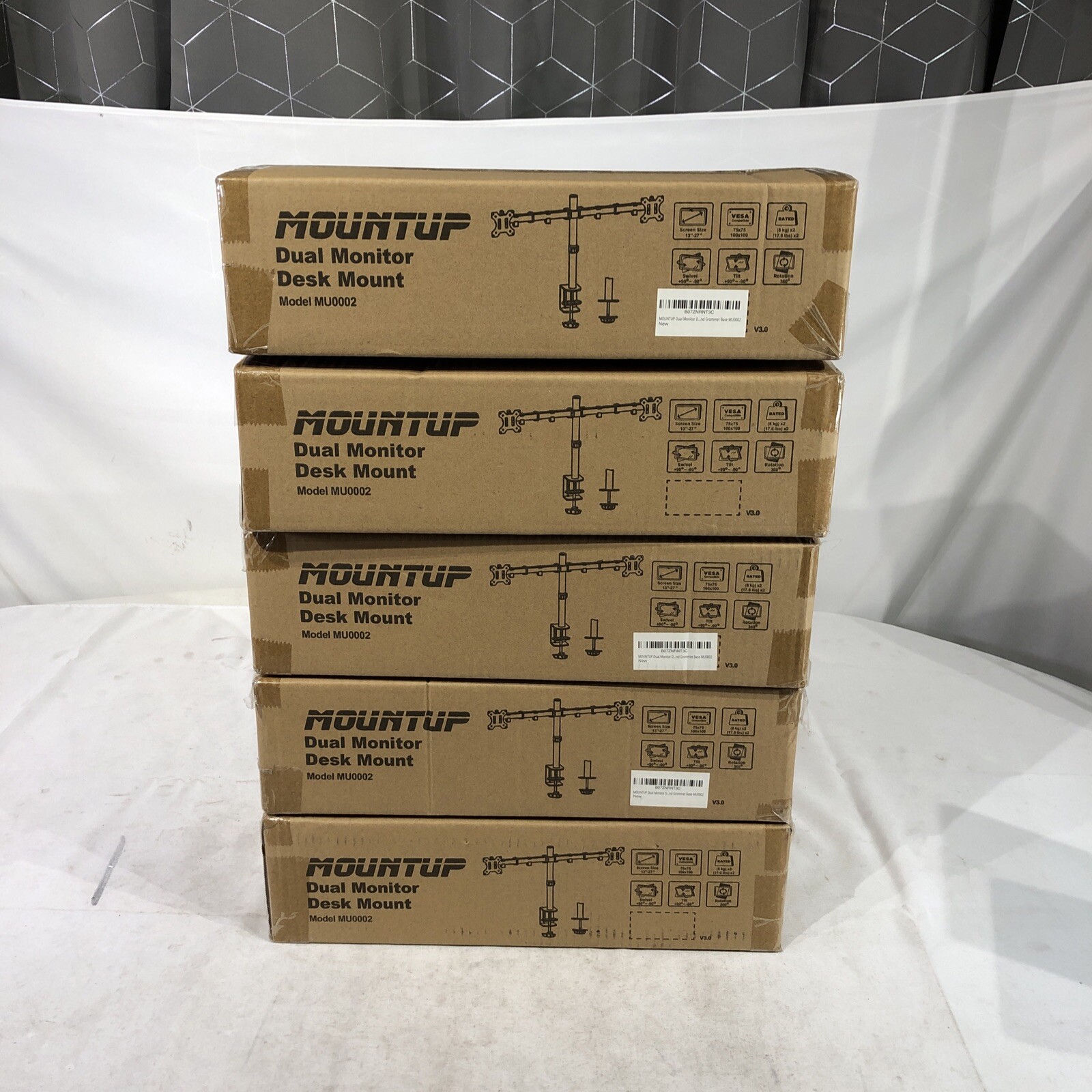MOUNTUP MU0002 Black Dual Monitor Desk Mount Stand-Adjustable Monitor Arm-LOT 5