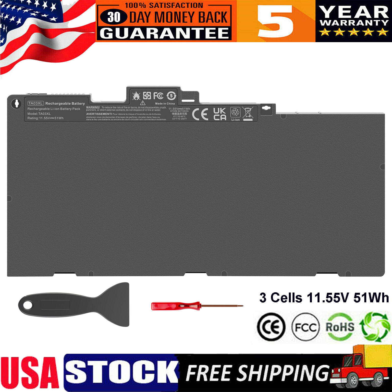 Replace TA03XL Battery for HP EliteBook 755 840 850 G4 ZBook 14U 15U G4 Series