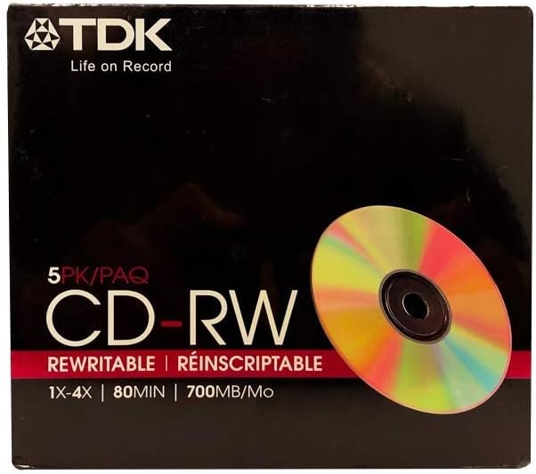TDK CD-RW 8X-12X 80Min/700MB (Logo on Top) Lot