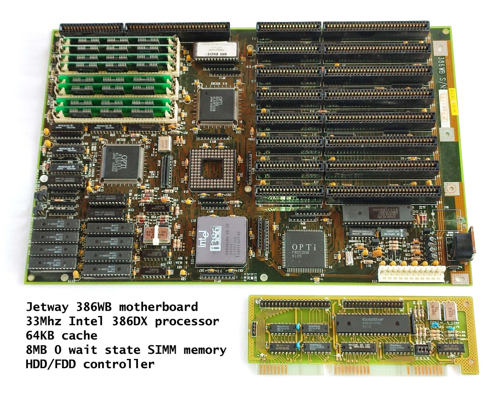 386MAX - Jetway 386WB motherboard, Intel 386DX 33Mhz processor, 8MB memory, I/O
