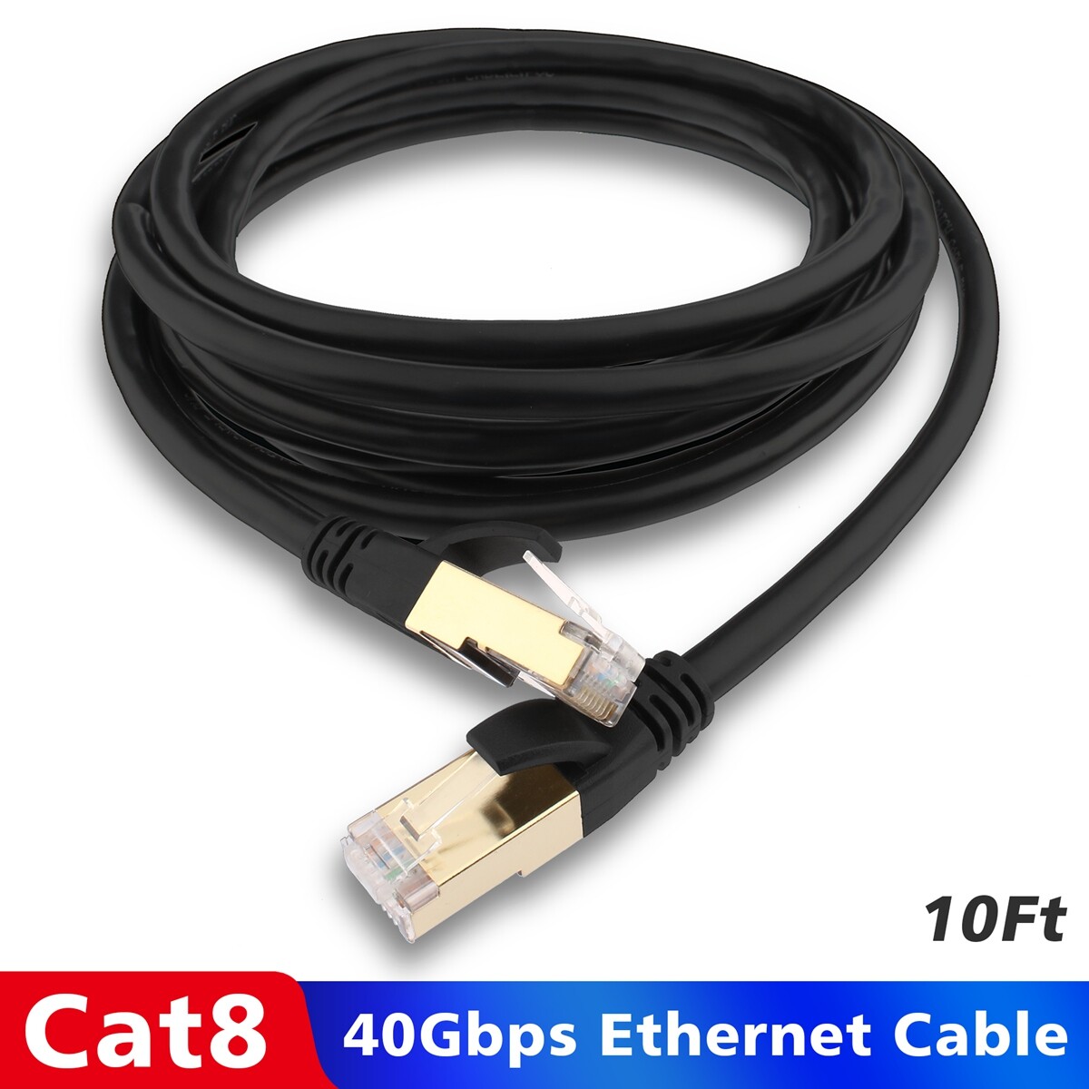 Ultra Network RJ45 CAT8 Ethernet Cable Gold 40Gbps SSTP LAN Modem Lead 10ft Lot