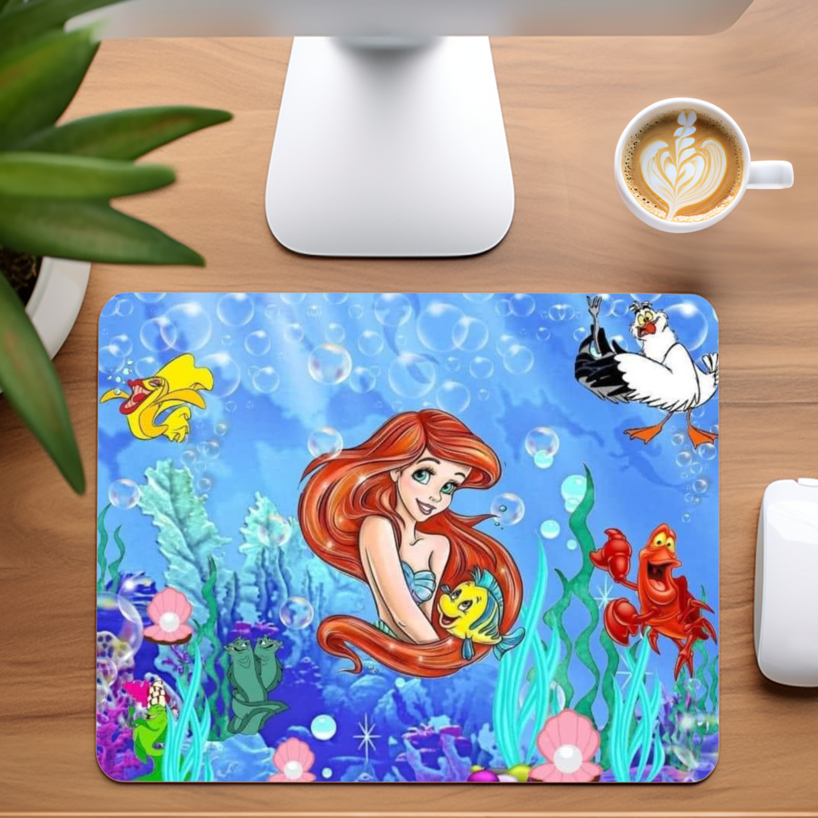 Ariel The Little Mermaid Inspired Custom Non-Slip Neoprene Mouse Pad Home Office